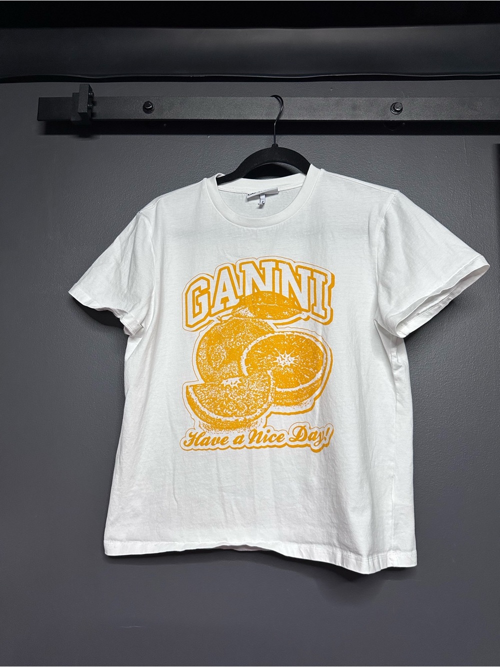 GANNI Have a Nice Day Orange Tee Relaxed Fit M